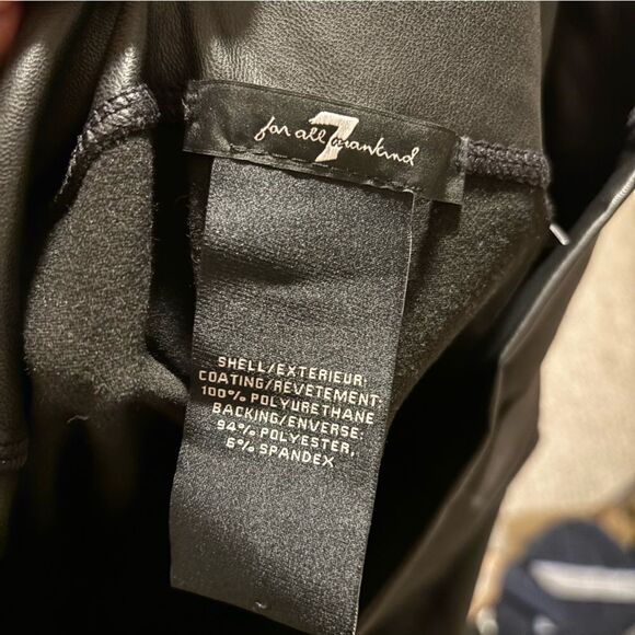 7 For All Mankind Faux Leather Liquid Moto Legging Pants Black- Size Large - Picture 9 of 10